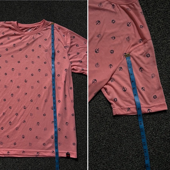 Pastel Orange & Black Sailor Anchor Print Short-Sleeve Casua Crewneck T-Shirt XL - Picture 12 of 16